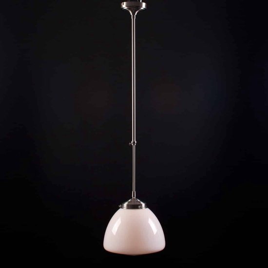 Lampe suspendue Art déco Glasgow | 1 lumière | Ø 35 cm | 65-105cm | gris / acier / blanc | verre / métal | dimmable | lampe réglable | lampe de salon | plâtre / rétro / 1930