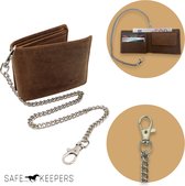 Safekeepers - Portemonnee Heren - Compact - Portefeuille heren - Chain Wallet - Licht bruin