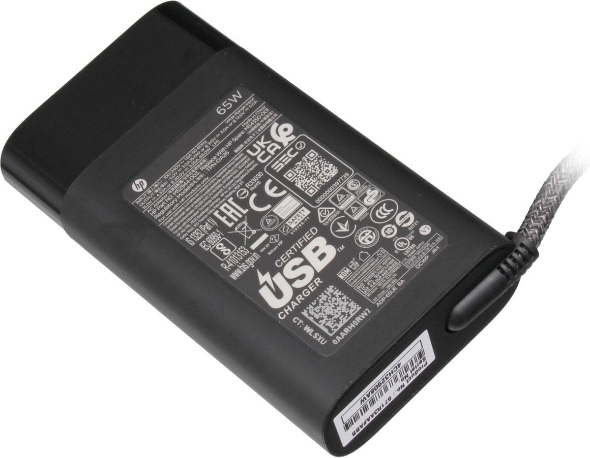 HP L04540-001 USB-C oplader 65W - afgerond