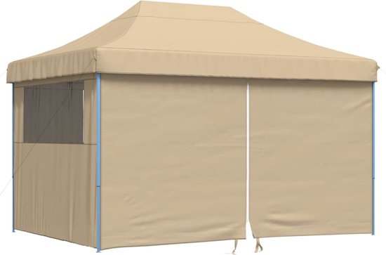 vidaXL - Partytent - inklapbaar - pop-up - met - 4 - zijwanden - beige
