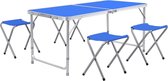 ShopEighty8 - Table de camping - Table de pique-nique - Table pliante - Avec 4 Sièges - Hauteur réglable - Camping - 120x60x70 cm - Blauw