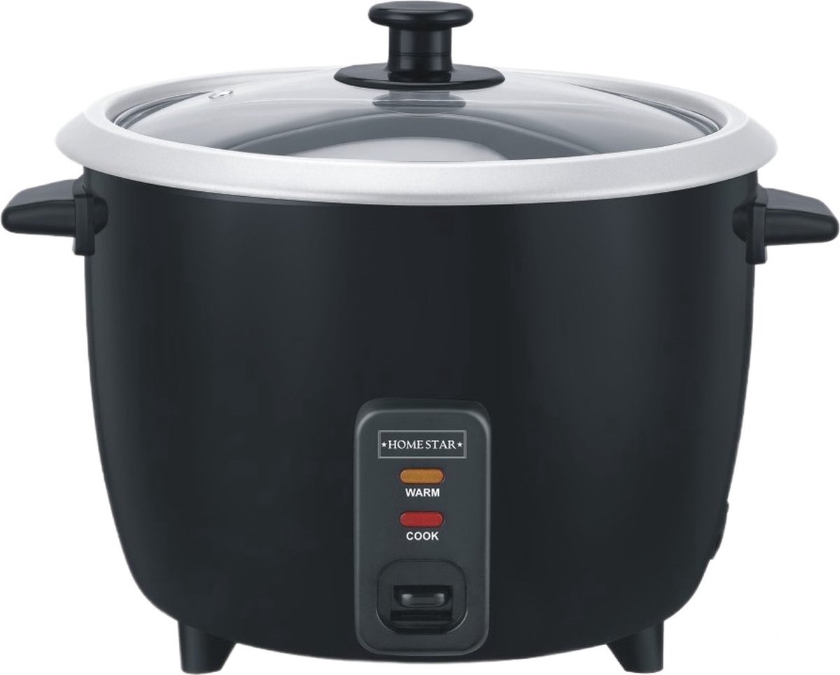 HomeStar Rijstkoker - 2.2 Liter - Uitneembare Binnenpan en Warmhoudfunctie - Zwart