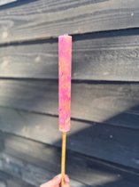 Tuinfakkel kaars XL - tuinkaars op stok - oranje met roze