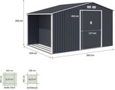 Metalen tuinschuur 8,72 m² - ankerkit inbegrepen - antracietgrijs