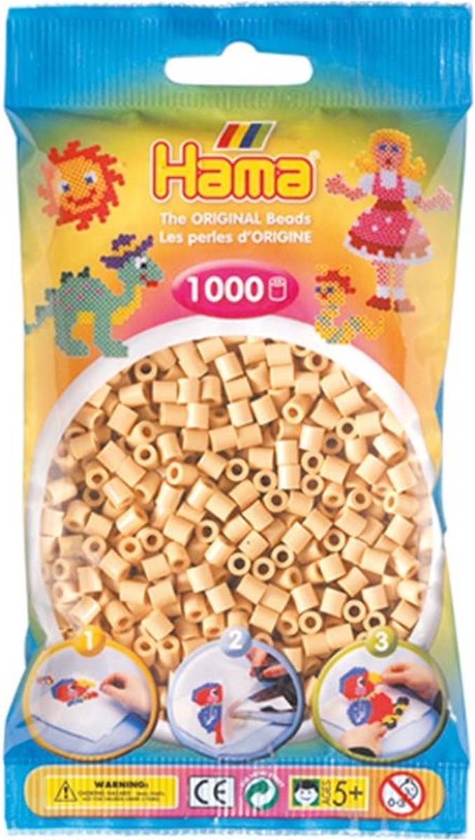 Hama midi strijkkralen beige crème Beige zakje met 1.000 stuks normale strijkparels voor kinderen