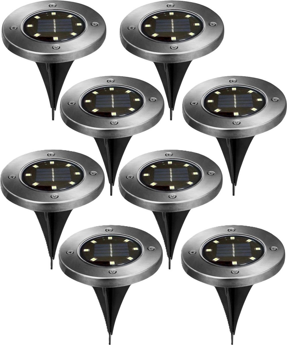 Cepewa Buiten prik spot - 8x - solar verlichting - tuinpad/plant verlichting - LED - 12 cm - tuin verlichting