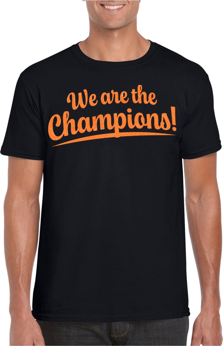 Bellatio Decorations Verkleed T-shirt voor heren - champions - zwart - EK/WK voetbal supporter XL