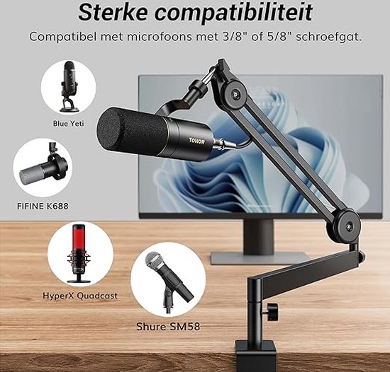 Foto: Professional microphone arm quadcast boom arm stand microfoonhouder microphone arm standard adjustable microphone stand microfoonstandaard