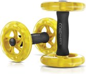 COREWheels dynamische kracht- en buiktrainer workout wielen met ergonomische schuimrubberen handgrepen geel/zwart - Effectieve Core Training ab wheel