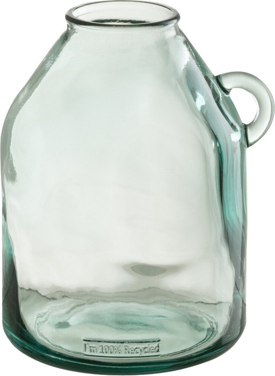 J-Line vaas Handvat Cilinder - gerecycleerd glas - small