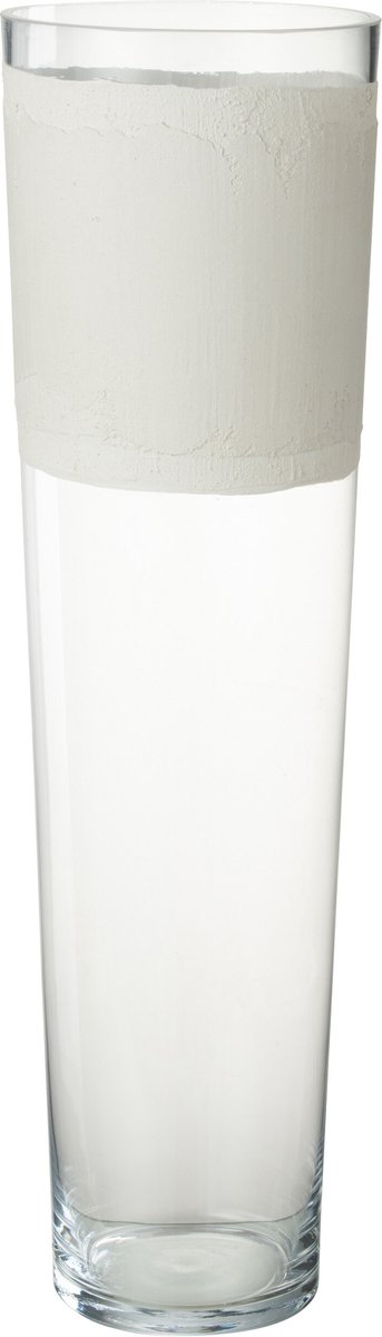 J-Line vaas Delph - glas - transparant/wit - large - 60 cm hoog