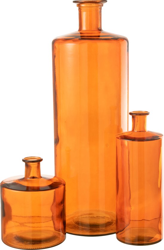 Foto: J line vaas wijd glas orange large