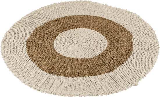 J-Line Tapis Rond Zostere Blanc/Naturel Small