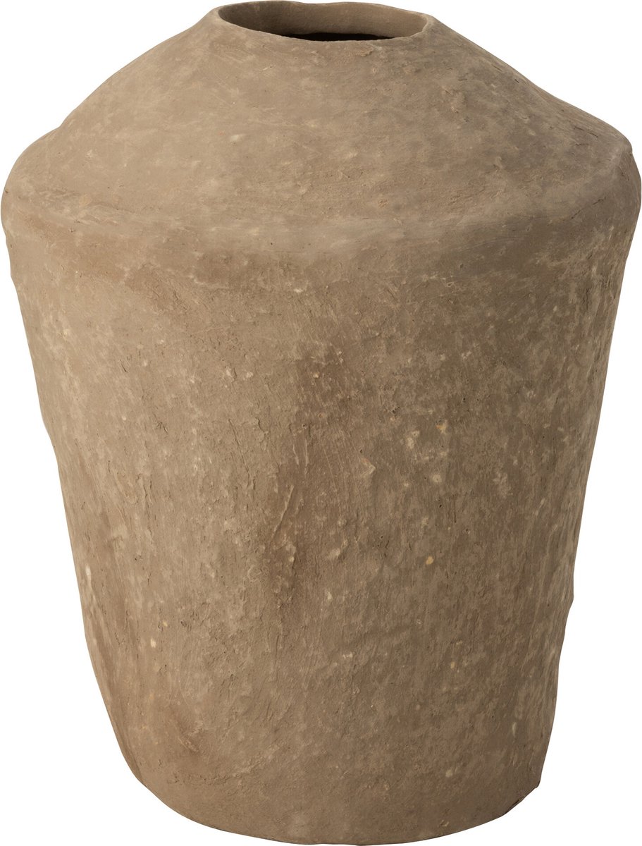 J-Line vaas Large Chad - papier mache - bruin - 58 cm hoog