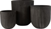 J-Line Set De 3 Vases Rond En Céramique Haut Zwart