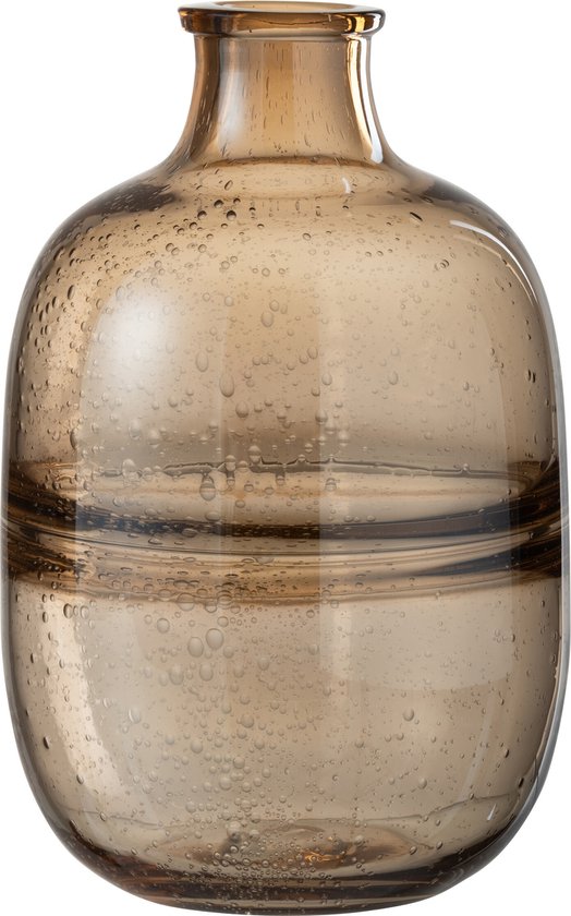 J-Line vase Rond Nervures - verre - ambre - small - Ø 18 cm