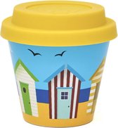 Quy Cup - 90ml Ecologische Reis Beker - Espressobeker “CABINE” met gele Siliconen deksel