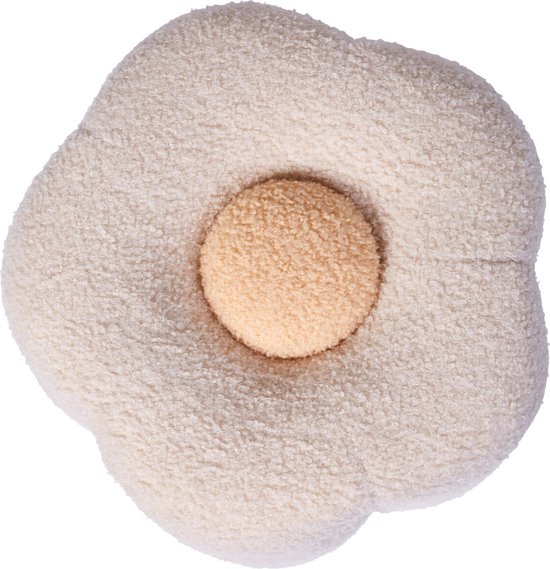 Childhome Bloem Poef + Speelgoedkist - 35x35x32 cm - Ecru - Zachte Opbergbox in Teddy Stof van Childhome — afbeelding 2
