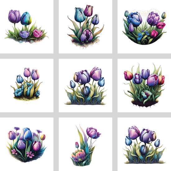 Foto: 9 stuks 15x15cm tegelstickers tulpen badkamer keuken en toilet zelfklevend peel and stick decoratiestickers plakfolie stickers backsplash