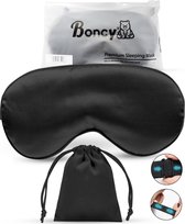 Boncy Verstelbaar Zijde Slaapmasker met Opbergzakje - Zwart Oogmasker - Slaapmaskers Vrouwen en Mannen Zijde