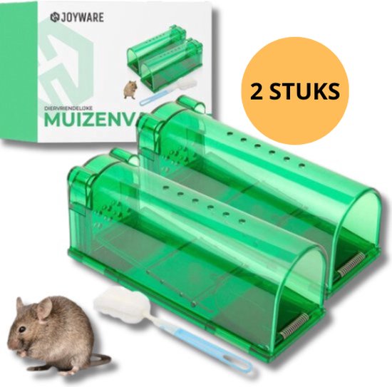 Foto: Joyware muizenval diervriendelijke muizenval voor binnen en buiten 2 stuks inclusief schoonmaakborstel muizenvallen mouse trap model 2024