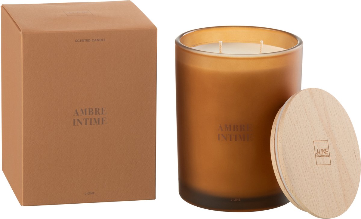 J-Line geurkaars Accords Essentiels - Ambre Intime - oker - 52U Geel