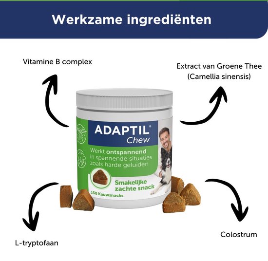 Adaptil Chew 30 stuks - Smakelijk kauwtabletten voor honden - Vermindert angst en spanning - Veilig en niet verslavend