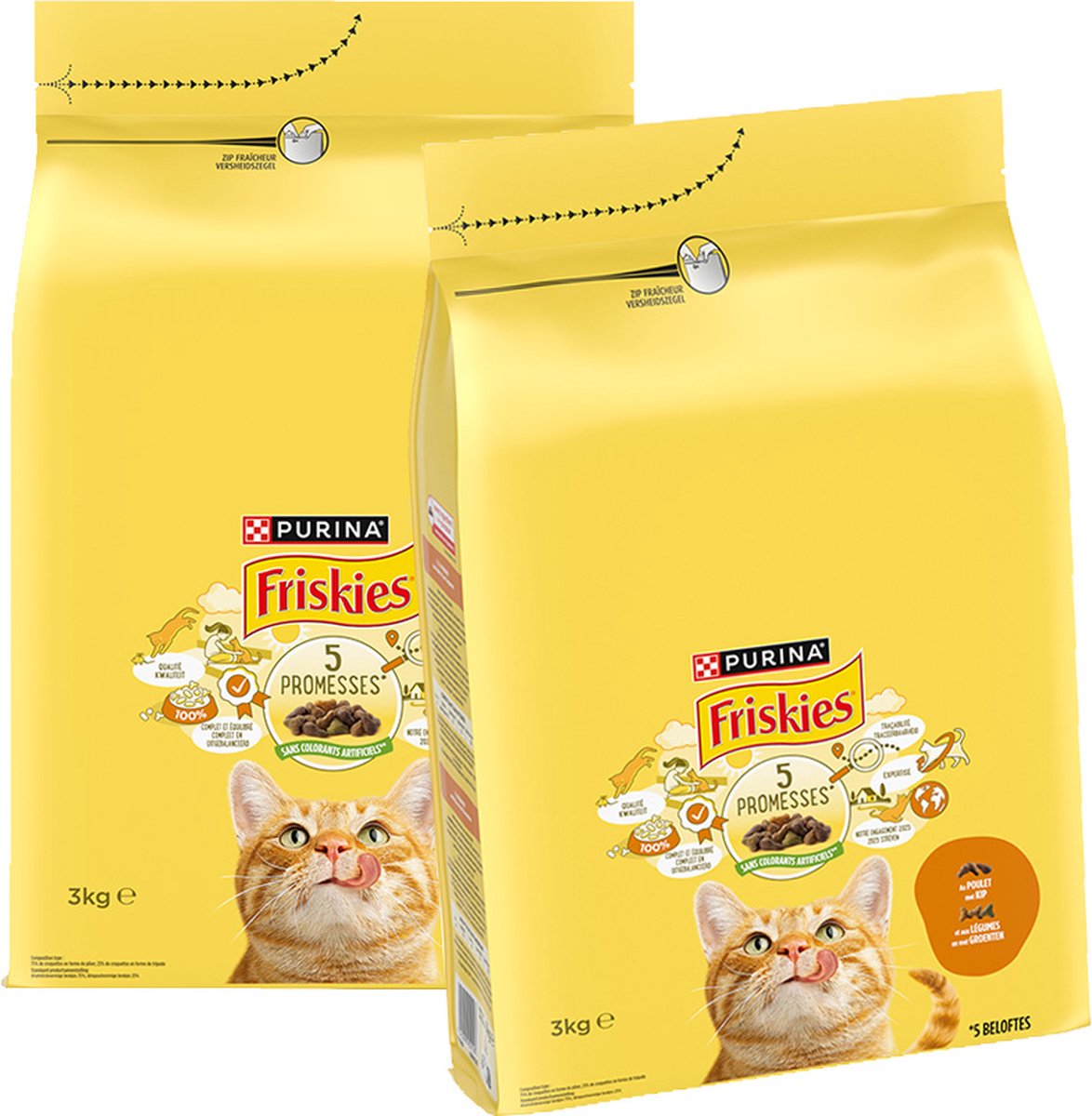 Friskies droogvoer voor katten - kip & groenten - 2 x 3000g