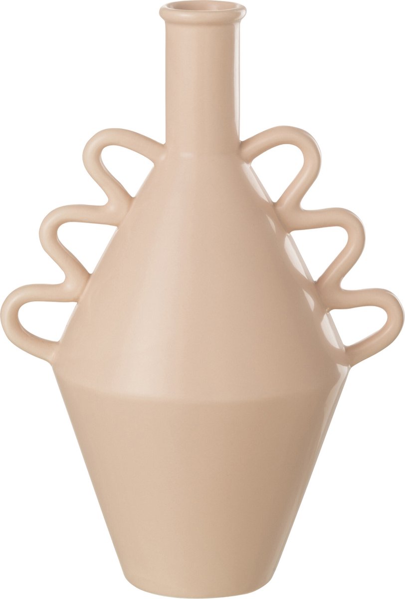 vaas Golvend Handvat Dolomiet - keramiek - roze - large - 32 cm hoog