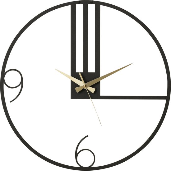 J-line horloge Lignes - métal - noir - Ø 49 cm
