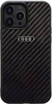 Audi Carbon Fiber Back Case - Geschikt voor Apple iPhone 14 Pro Max (6.7") - Zwart