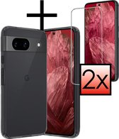 Hoes Geschikt voor Google Pixel 8a Hoesje Cover Siliconen Back Case Hoes Met 2x Screenprotector - Transparant