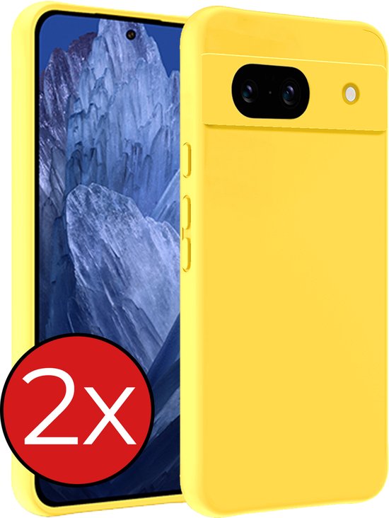 Coque Compatible avec Google Pixel 8a Coque Siliconen Case Cover - Coque Compatible avec Google Pixel 8a Case Cover Case - Jaune - 2 PACK
