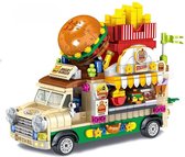 Ainy - Nanoblocks Hamburgertruck | City & friends Adventure | Classic Creator STEM speelgoed bouwpakket | Auto Foodtruck modelbouw voor volwassenen | 638 bouwstenen (niet compatibel met lego / mould king