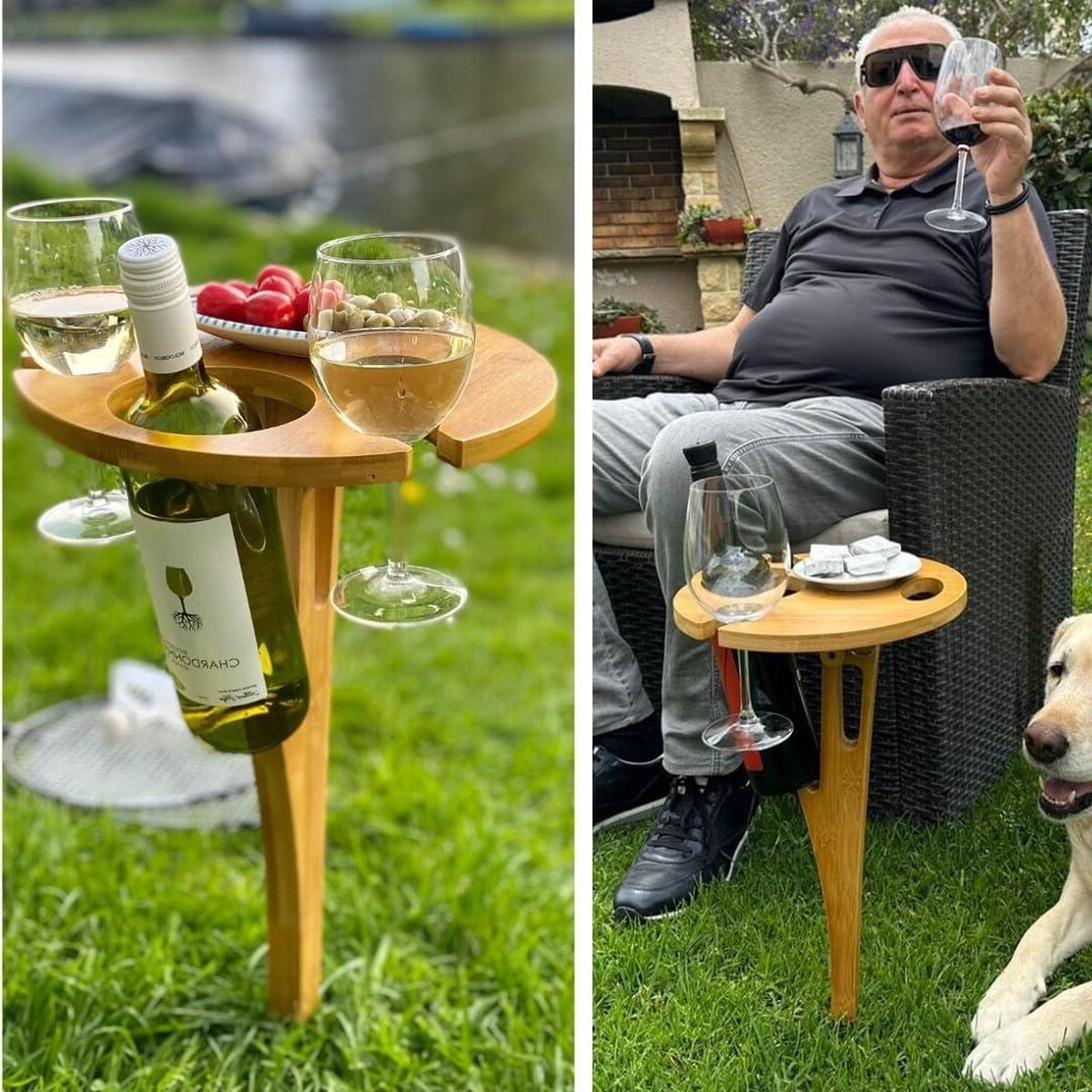 Opvouwbare picknicktafel voor camping, park en strand - cadeau voor wijnliefhebbers - Vaderdag, Moederdag, verjaardag camping table