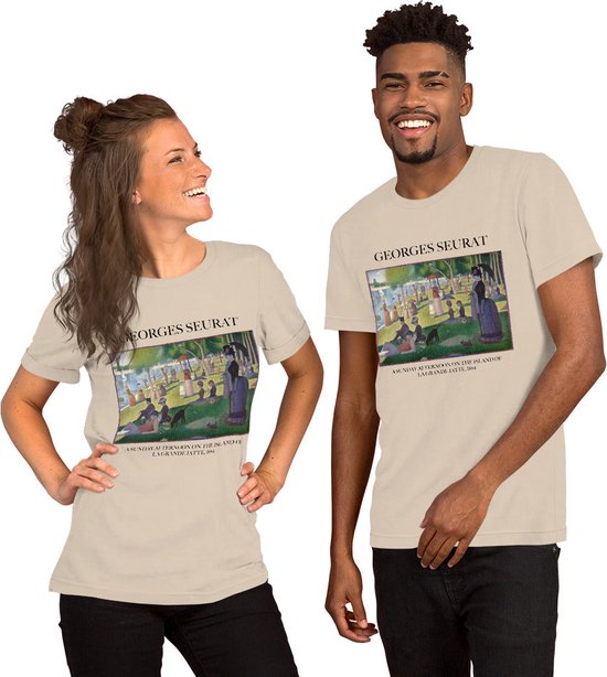 Georges Seurat 'Een Zondagmiddag op het Eiland van La Grande Jatte' ("A Sunday Afternoon on the Island of La Grande Jatte") Beroemd Schilderij T-Shirt | Unisex Klassiek Kunst T-shirt | Goud | S