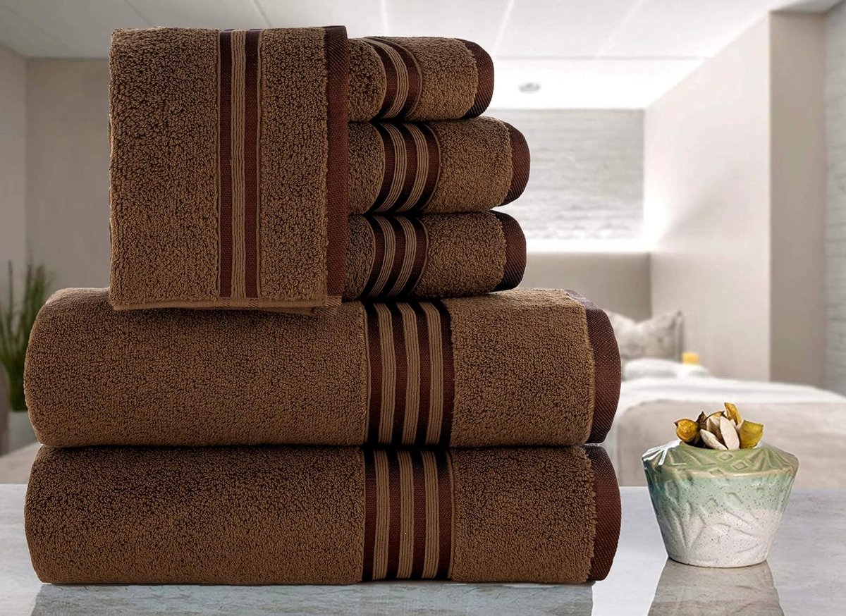Lot De 2 Draps De Bain Luxe - 100% Coton égyptien - 100x200 Cm - Très Absorbants - Marron Chocolat