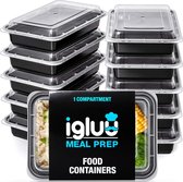 herbruikbare bakjes [10 Pieces] 1 Compartment BPA Free Reusable Meal Prep Containers - Plastic Food Containers with Airtight Lids - Microwave, Freezer and Dishwasher Safe - Stackable Bento Box (826ml)