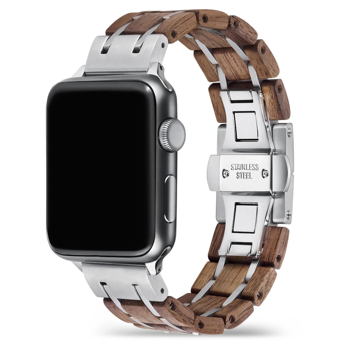 Apple Watch-bandje - walnotenhout en staal 38-41 mm