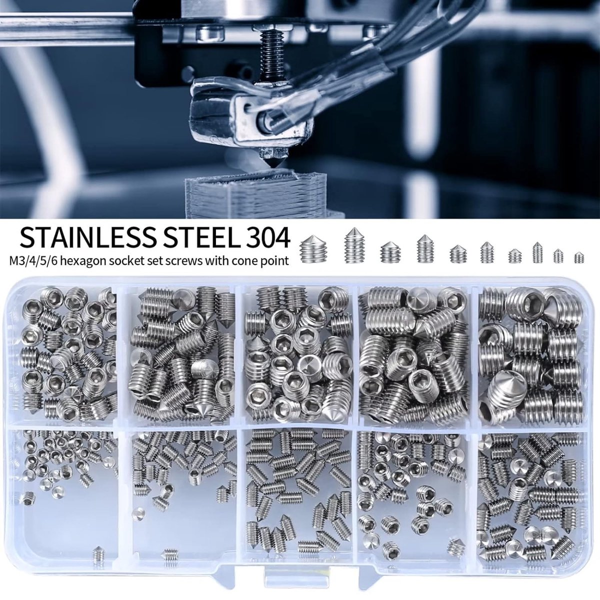 Kit De 300 Vis Sans Tête Hexagonale M2.5 - Assortiment Vis à Six Pans Creux, Neuf