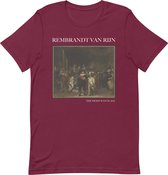Rembrandt van Rijn 'De Nachtwacht' ("The Night Watch") Beroemd Schilderij T-Shirt | Unisex Klassiek Kunst T-shirt | Maroon | 2XL