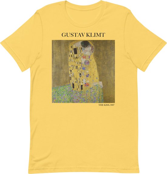 Gustav Klimt 'De Kus' ("The Kiss") Beroemd Schilderij T-Shirt | Unisex Klassiek Kunst T-shirt | Geel | L