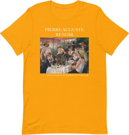 Pierre-Auguste Renoir 'De lunch van het roeipartijtje' ("The Luncheon of the Boating Party") Beroemd Schilderij T-Shirt | Unisex Klassiek Kunst T-shirt | Goud | M