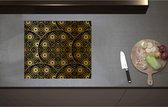 Inductieplaat Beschermer - Borden met Gouden Geometrische Print - 60x52 cm - 2 mm Dik - Inductie Beschermer - Bescherming Inductiekookplaat - Kookplaat Beschermer van Zwart Vinyl