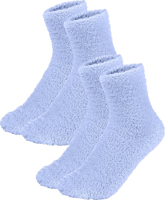 Chaussettes moelleuses femmes - Blauw - taille unique 36-41 - Chaussettes d'intérieur maison - tissu éponge - chaussettes d'hiver épaisses - cadeau pour elle - pendaison de crémaillère - anniversaire - femme