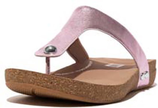 FitFlop Iqushion Metallic-Leather Toe-Post Sandals PAARS - Maat 37