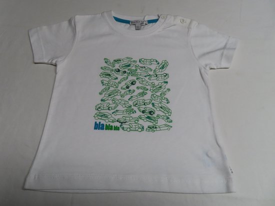 T shirt - Korte mouwen - Jongens - Wit - Groene auto's - 4 jaar 104