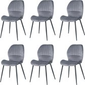 Chaises de salle à manger en velours Nuvolix ensemble de 6 - Texas - chaise de salle à manger - chaise en velours - gris