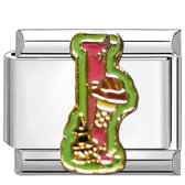 Quiges - Schakel - Bedel - 9mm - charms - Kleurrijk - alfabet I - Geschikt voor - Nomination- armband - Schakelarmband - italy bedels armband
