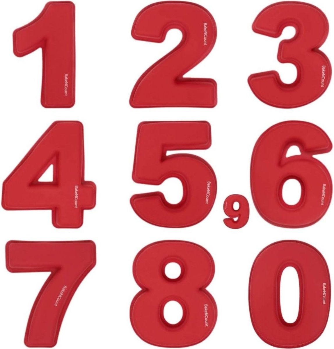 BakeNCount Nummers Bakvorm Complete Set nummers 0 tot 9 - Cakevorm Cijfers om te bakken - Bakvorm Cijfers Groot 26x21x5cm Cijfer Cake Bakvorm Cijfer Bakvorm - Perfect voor Verjaardag of Verjaardag